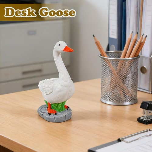 Exasinine Desk Goose Figurine - 7 Inch Office Table Decor Statue for Home Decoration