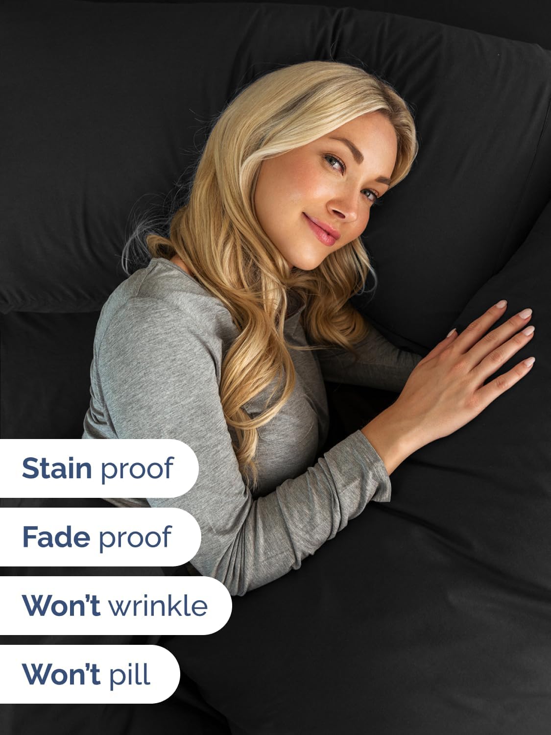 Skiennix Extra Deep Split King Sheet Set - 7 Piece Breathable Cooling Bedding - Soft, Wrinkle-Free Black