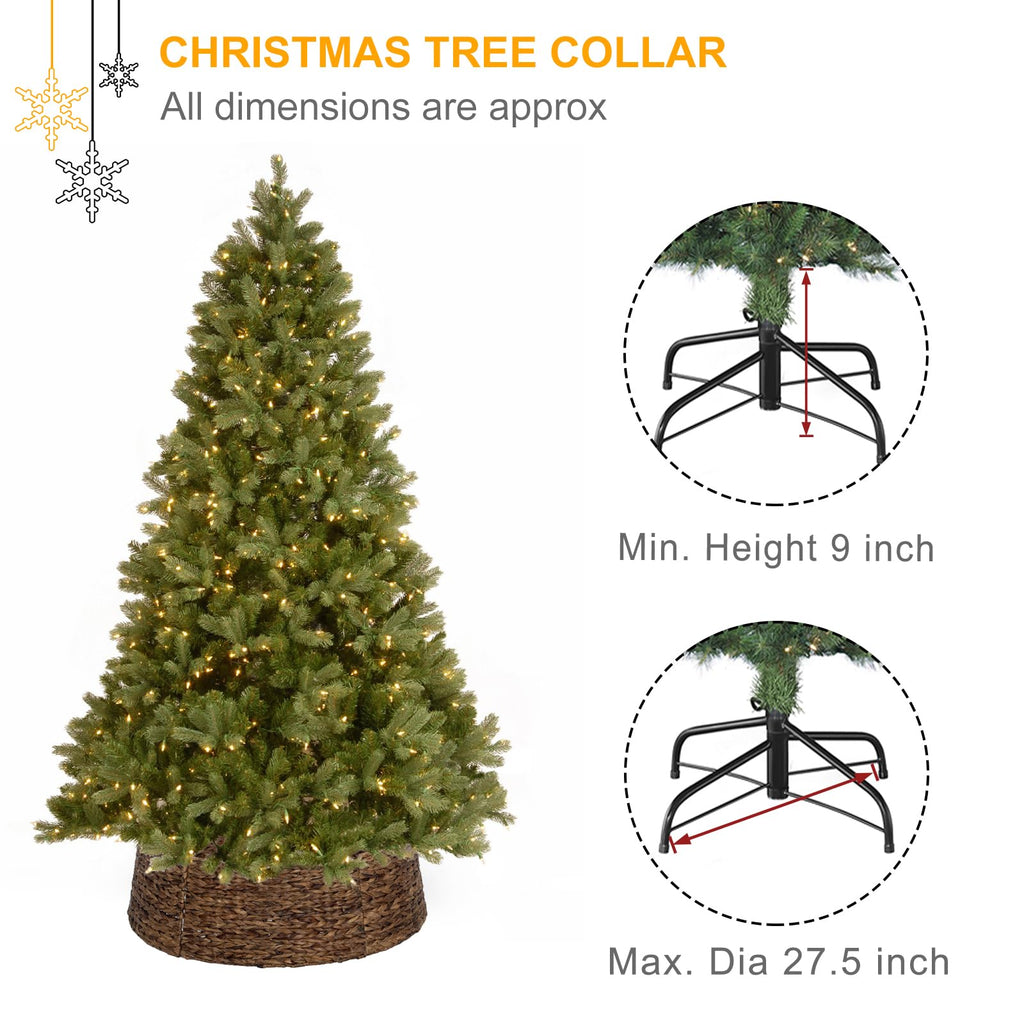 SUNNYPARK Christmas Tree Collar, 28’’ Hand-Woven Natural Water Hyacinth Christmas Tree Collar Basket Base Cover - Chestnut Brown