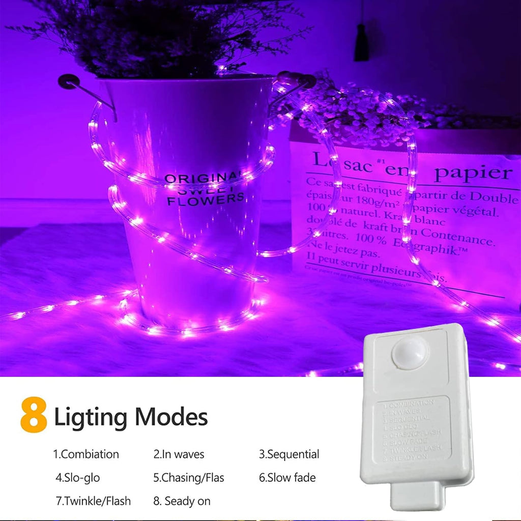 Skiennix 150ft LED Rope Lights - Waterproof, Flexible Tube Lighting with 8 Modes | Purple for Indoor & Outdoor Decor