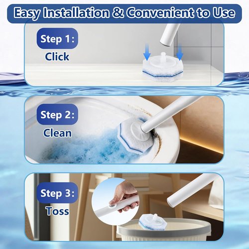 FHORAIN Toilet Wand Refills - 40 Count Disposable Brush Heads with Extra Thick Triple-Layer Foaming Power