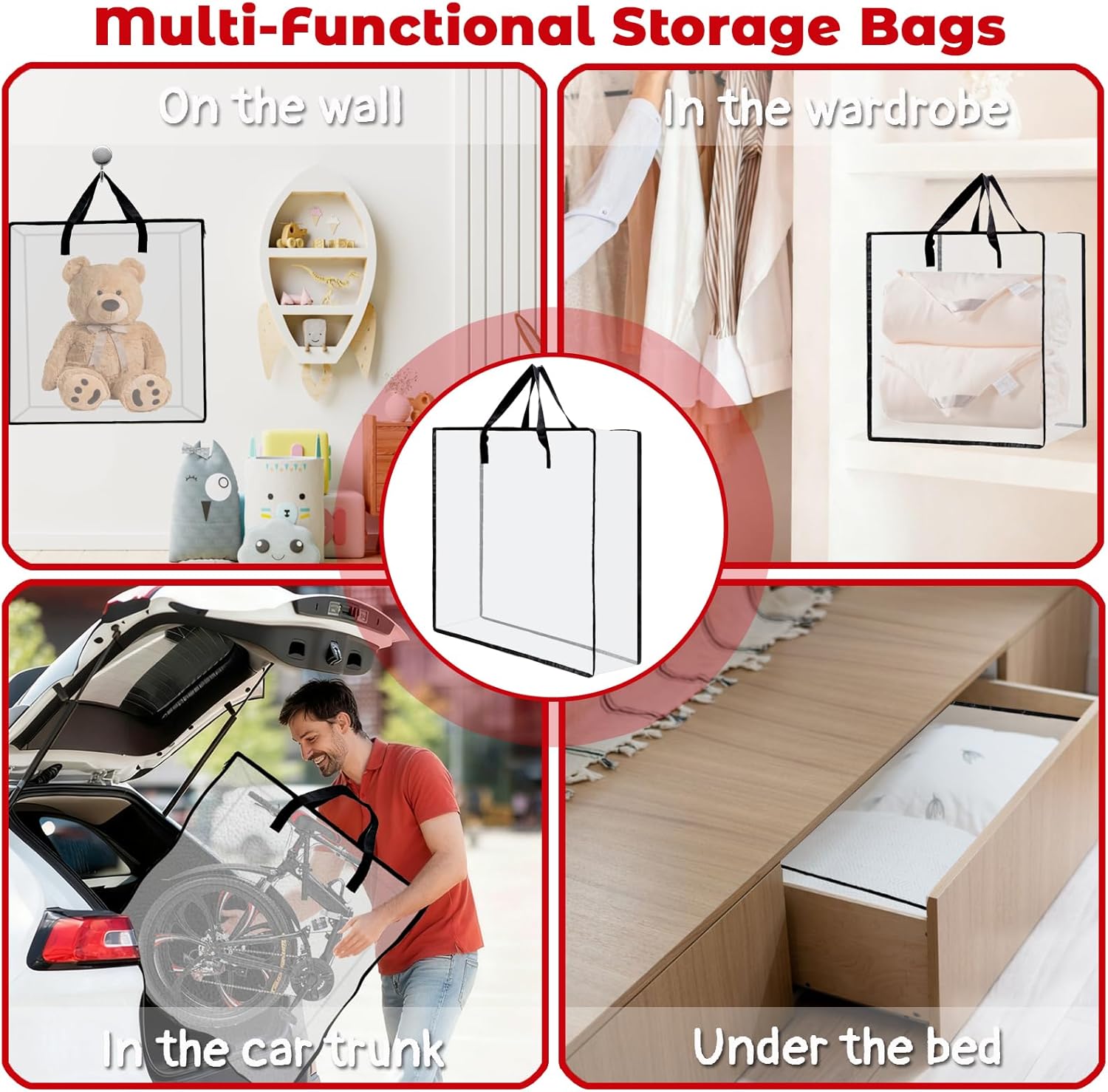 Regine Switzerland Wreath Storage Bag - 26 Inch Clear Container for Christmas Decor | 5 Pack