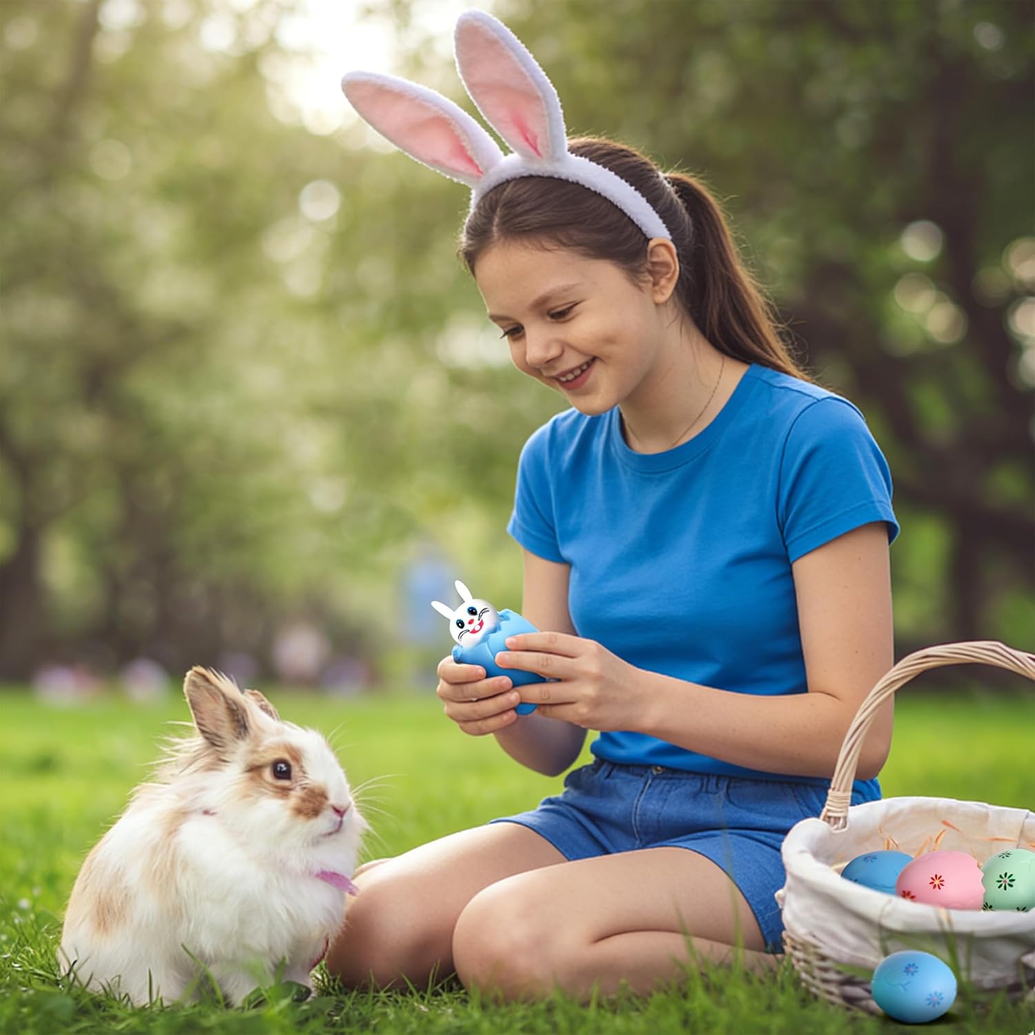 RunNico 12 Pack Easter Eggs - Cute Bunny Stress Relief Squishies | Fidget Toys for Anxiety & Parties