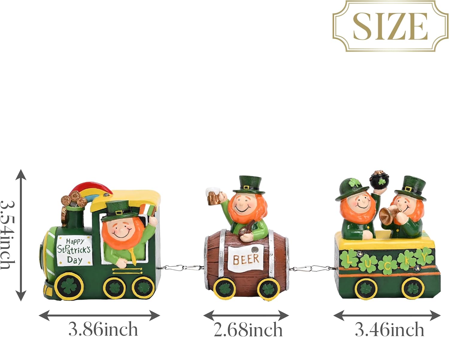 Valery Madelyn St. Patrick's Day Decorations - Lighted LED Leprechaun Train with Shamrock & Pot of Gold | Festive Table Centerpiece