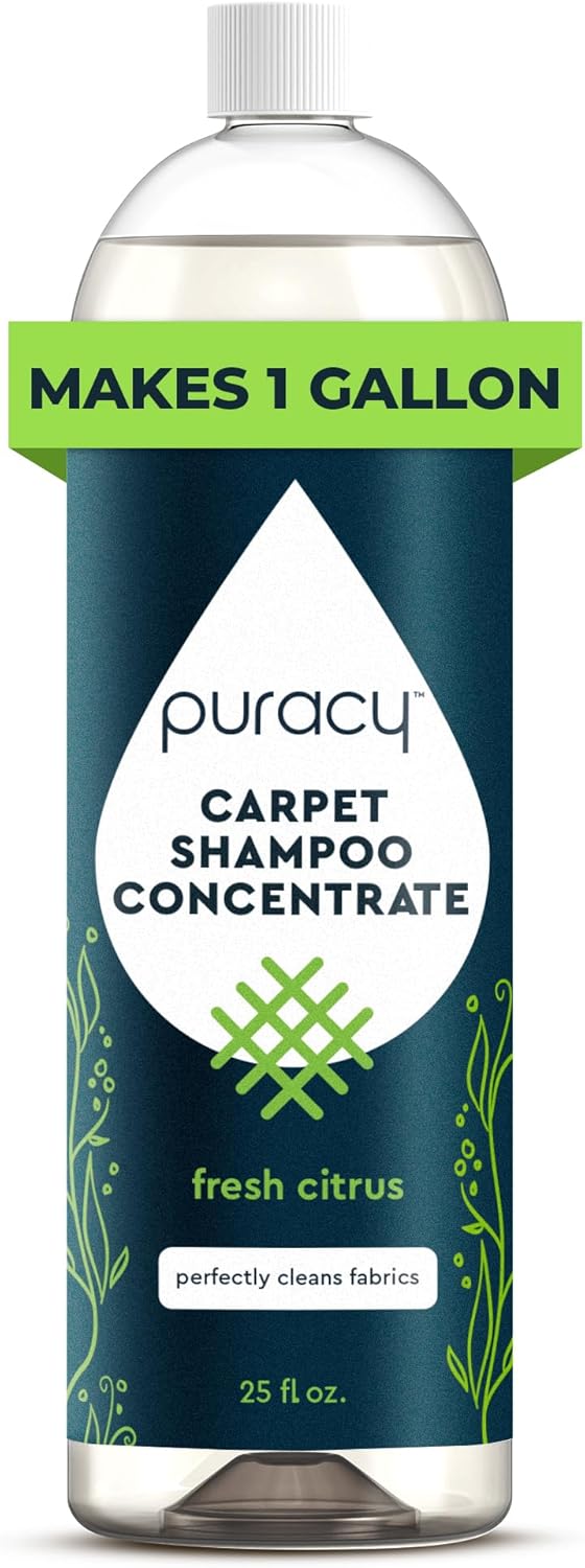 Puracy Carpet Shampoo - Pet Stain & Odor Remover | Concentrated Fresh Citrus, 25oz for Rugs & Upholstery