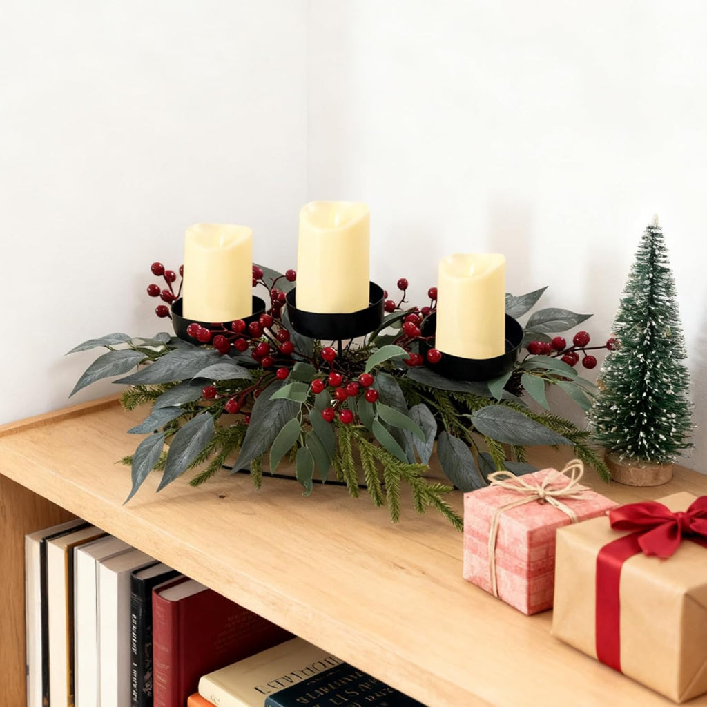 Regine Switzerland 22-Inch Christmas Candle Holder - 3-Tray Centerpiece for Holiday Table Decor
