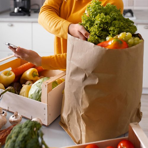 MUCHII 57 LB 50 Count Kraft Paper Bags, Large Brown Paper Grocery Bags for Storage, Shopping