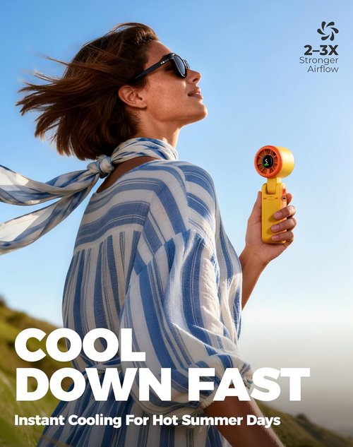 Diveblues Portable Handheld Turbo Fan - 5-Speed Battery Operated Cooling Fan | 3-in-1 Design for Travel & Outdoor Use