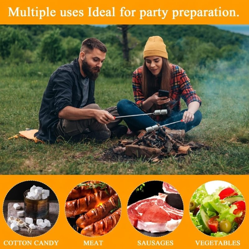 Yoande 12 Sets S'mores Sticks Kit Extendable Roasting Cotton Candy Stick for Fire Pit Camp Bachelorette Decorations One Happy Camper Birthday Party Favor for Wedding Camping Campfire Bonfire Supplies
