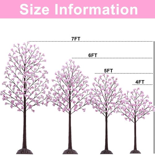 4FT Cherry Blossom Tree with 56 LED Lights, 168 Lush Pink Flowers, Artificial Lighted Cherry Blossom Tree with Remote 8 Modes, Timer for Spring Wedding Party Valentines Indoor Outdoor Decoration