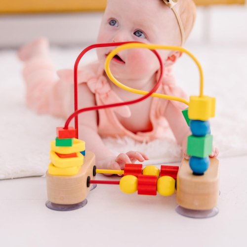 Melissa & Doug First Bead Maze - Educational Wooden Toy with Suction Cups for Toddlers Ages 1+