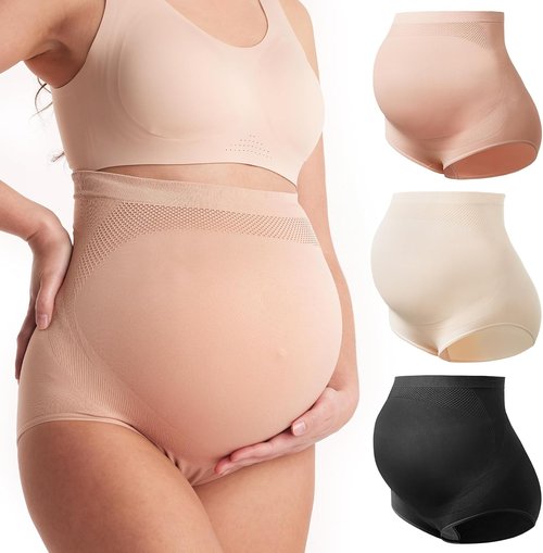 Momcozy Maternity Underwear - Soft Seamless High Waist Design for Over Bump Comfort | Pregnancy Size