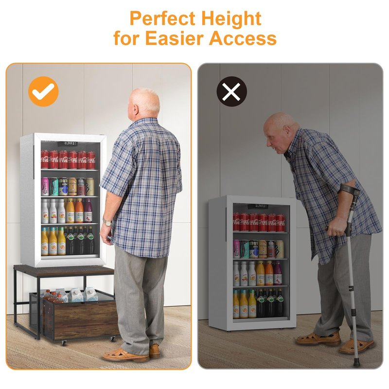 VANVERB Mini Fridge Stand with Storage, Heavy Duty Refrigerator Stand with Mobile Drawer Basket for Dorm, Home, Kitchen, Office, Stand for Drinks Refrigerator, Wine Cooler, Water Dispenser