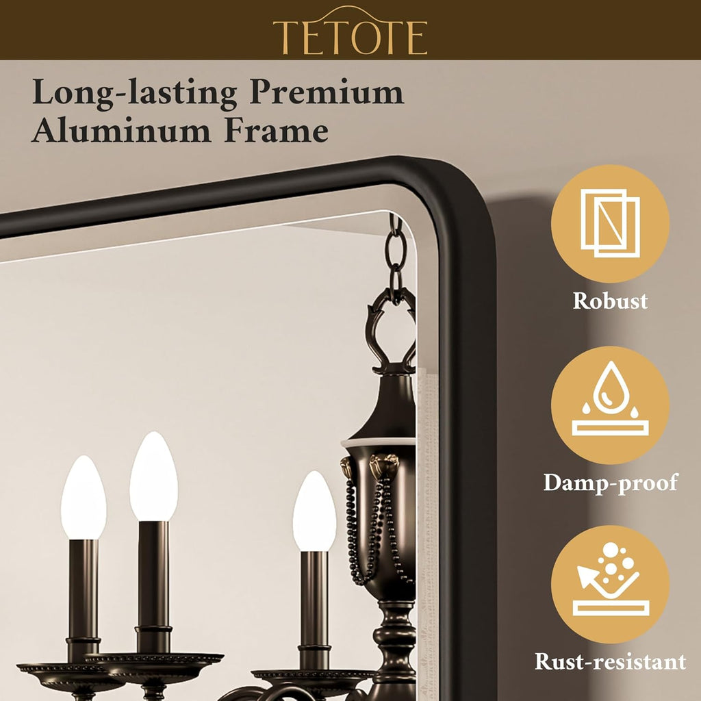 TETOTE Pivot Mirror - 20 x 30 Matte Black Rectangle Vanity Mirror | Adjustable Tilting Beveled Glass