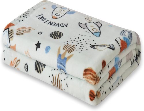 COOVA Kids Throw Blanket - Soft Cartoon Fleece, 50x60 Inch | Perfect Gift for Ages 2-12, Spaceship Green