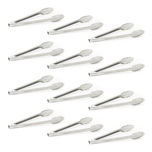 Adcraft Extra Heavy Utility Tongs, 12", Pack of 12, in Stainless Steel (XHT-12)