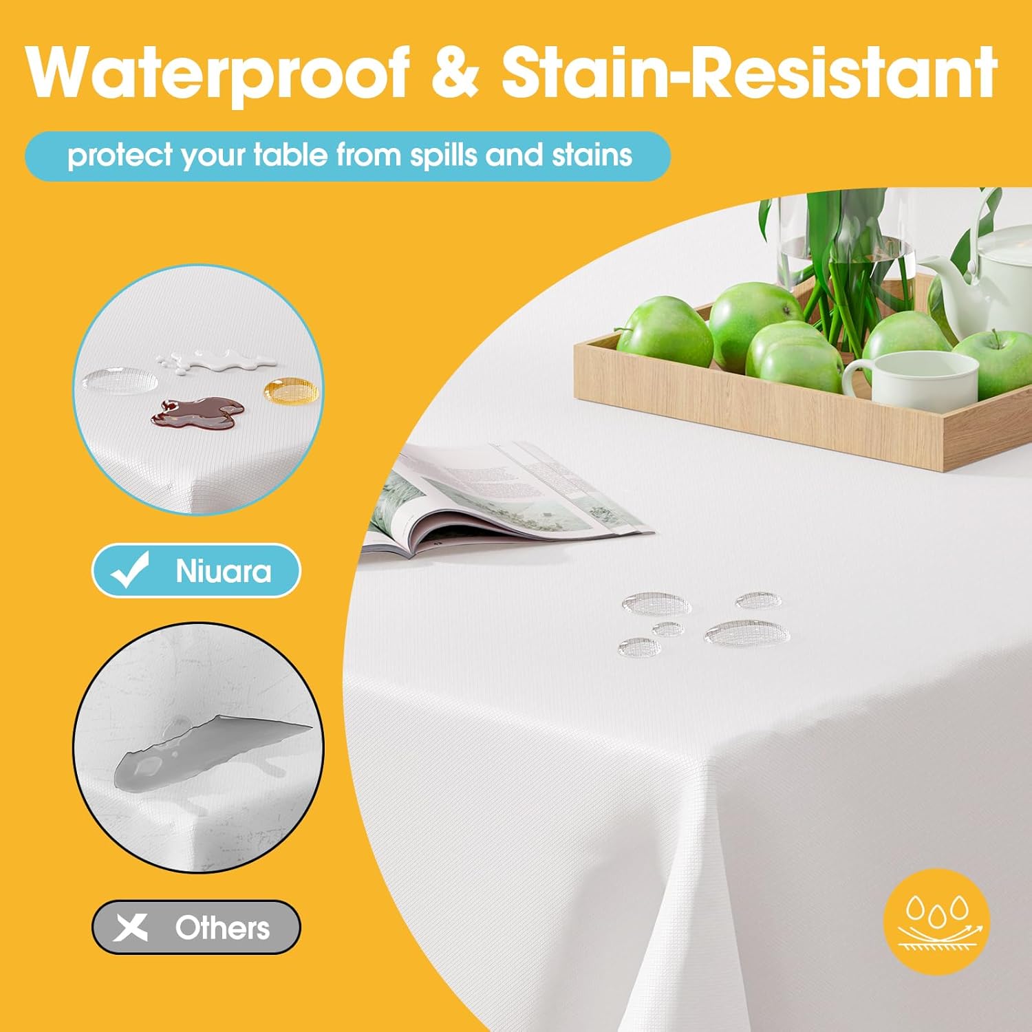 Niuara White Plastic Tablecloths - 8 Pack 54" x 108" Disposable Rectangle Covers for Parties & Gatherings