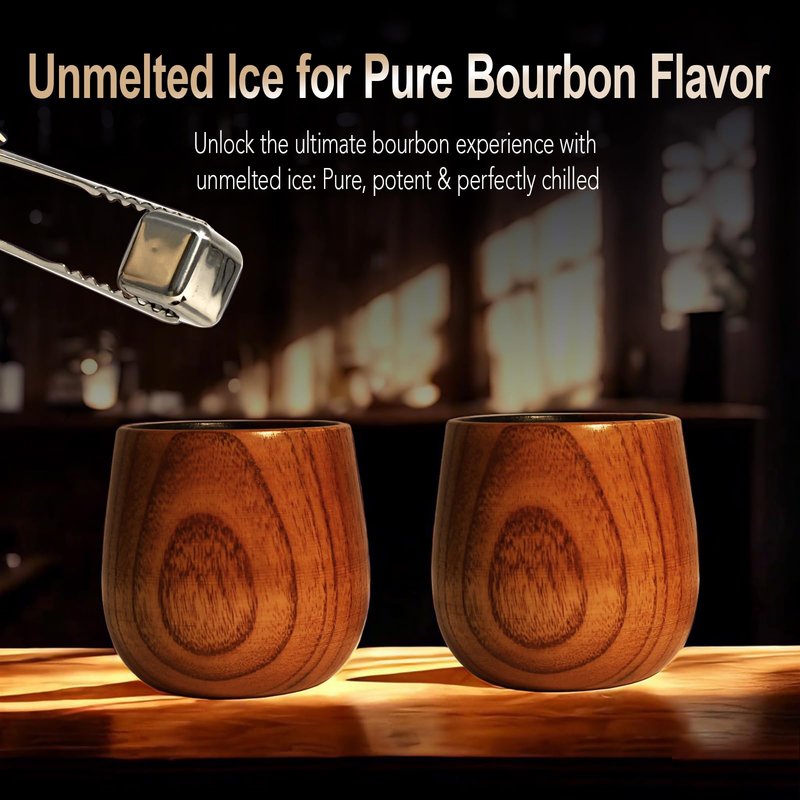 Charred Wooden Bourbon Drinking Glass, Bourbon Gifts for Men, Handcrafted Retirement Whiskey Glasses for Dad, Great Whiskey Gifts for Men, Perfect Presents for Boyfriend Father Friends, 2 Set Cup
