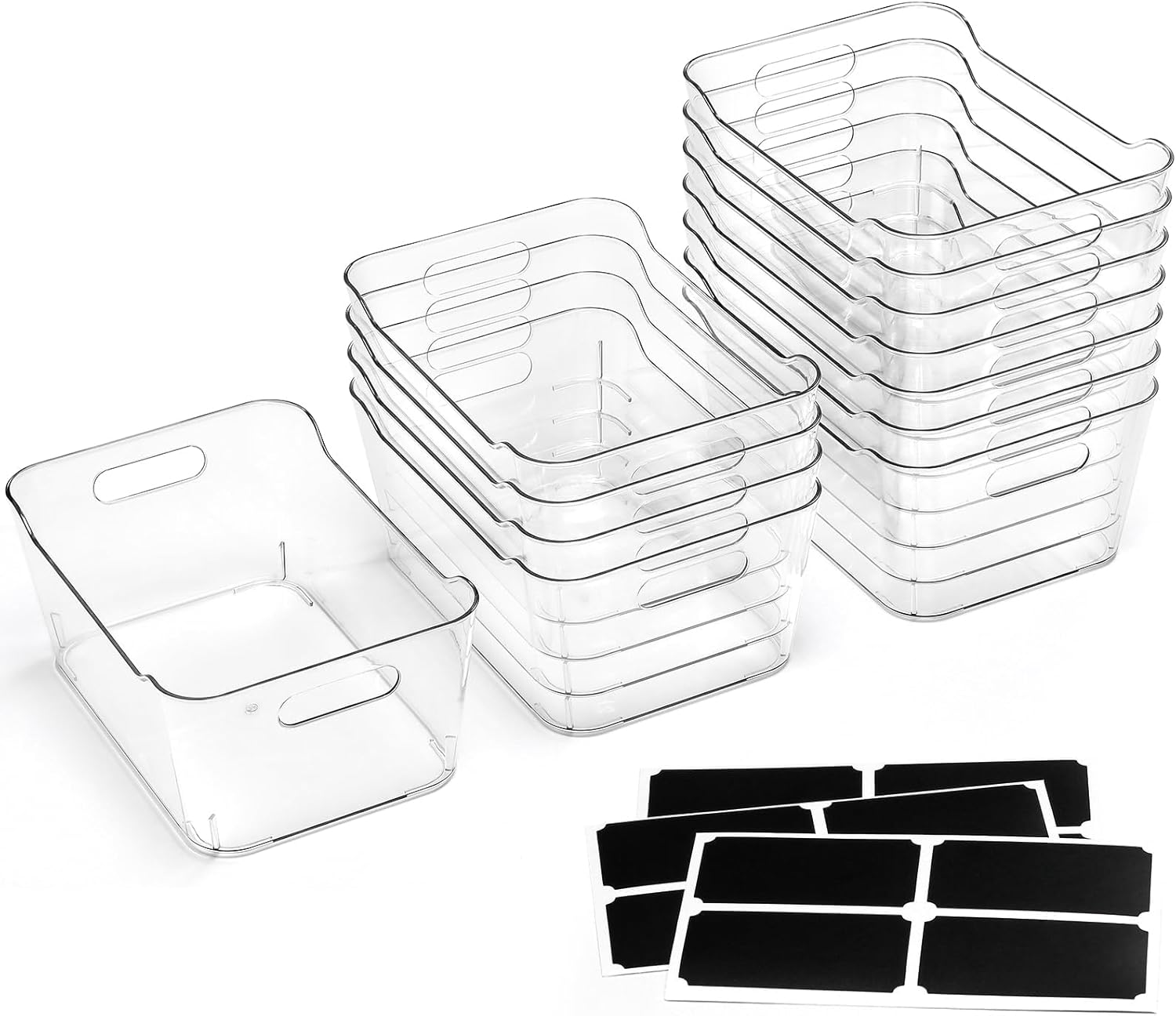 SOHO Collection Clear Plastic Storage Bins - 12 Pack for Home, Kitchen, Office Organization | Large Size
