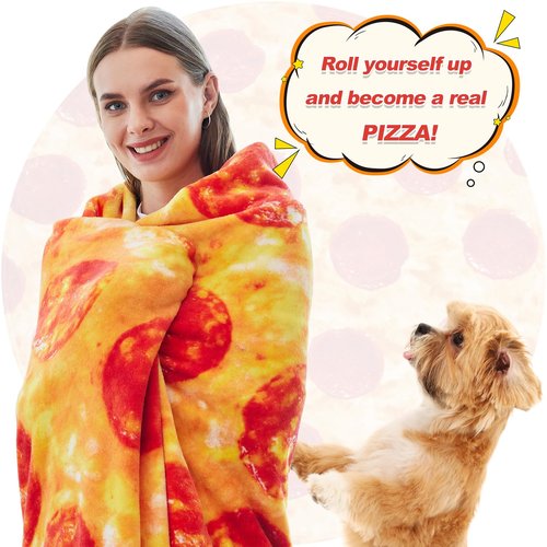 RAINBEAN Burrito Pizza Blankets Funny Gifts, Cute Food Wrap Blanket for Adults Kids, Soft and Fuzzy Throw Blankets for Christmas White Elephant (Burrito, 35Inch)