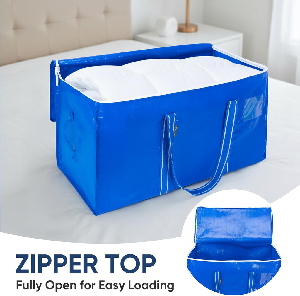 BALEINE Heavy-Duty Moving Bags - 8-Pack Oversized Storage Totes with Reinforced Handles | Royal Blue