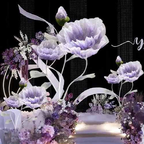 BIEJUJX Artificial Silk Flower Decoration, Large Fake Flower with Standing Stems and Base,Giant Flowers 5.5Ft for Wedding Background Decor, Shop Window Display,Photography Props, Banquet (Purple)