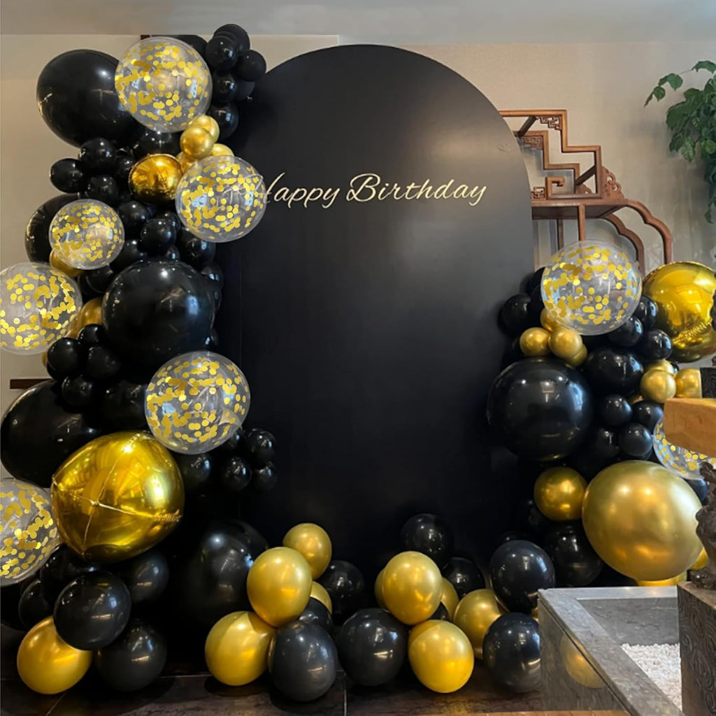 Skiennix 100pcs Black and Gold Balloons - 12 Inch Metallic Latex for Birthday & Graduation Celebrations