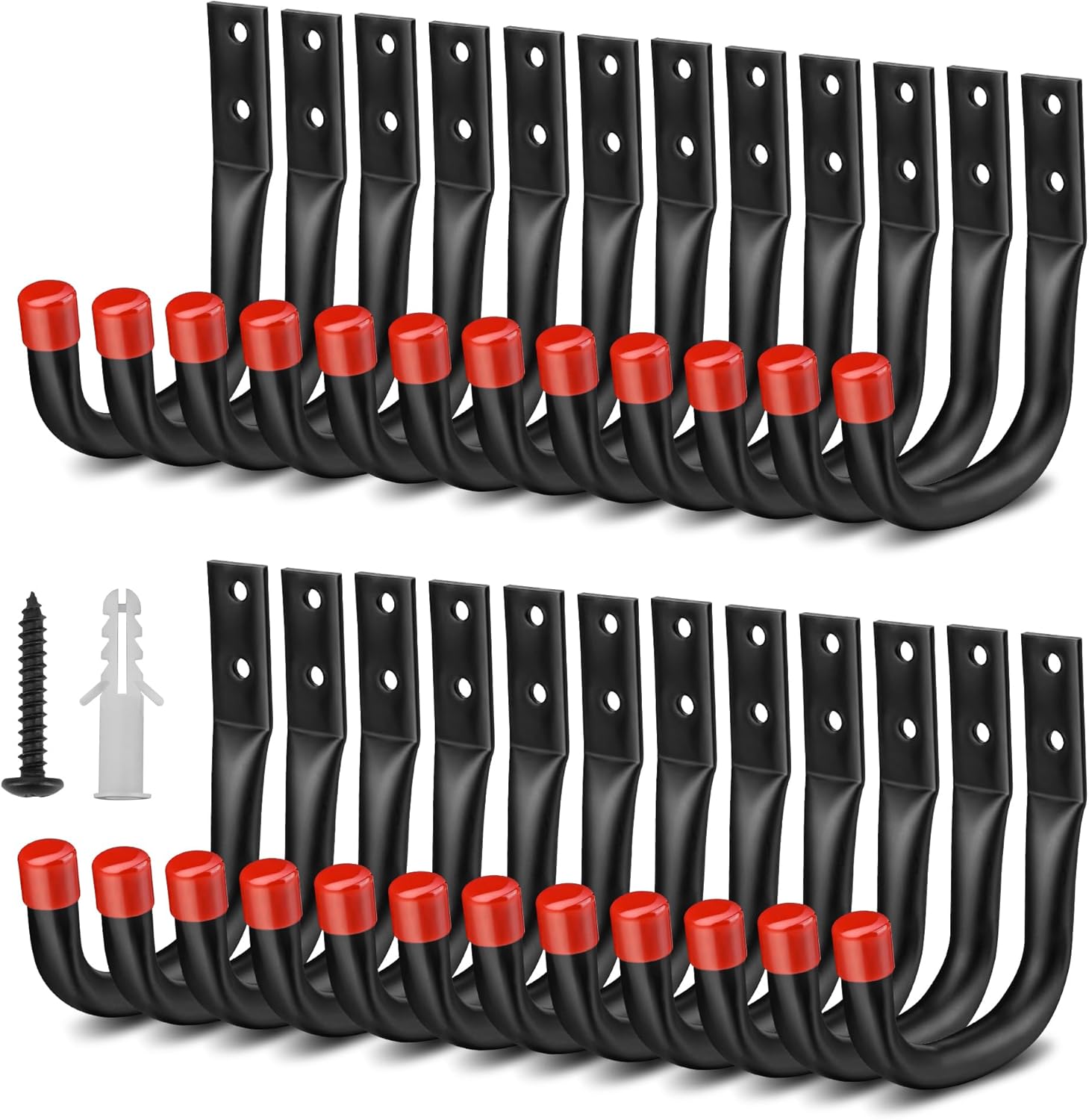 Nacial Heavy-Duty Garage Hooks - 24 Pack, 3.5" Wall Hooks with EVA Pads, 100LBS Capacity for Bikes & Ladders