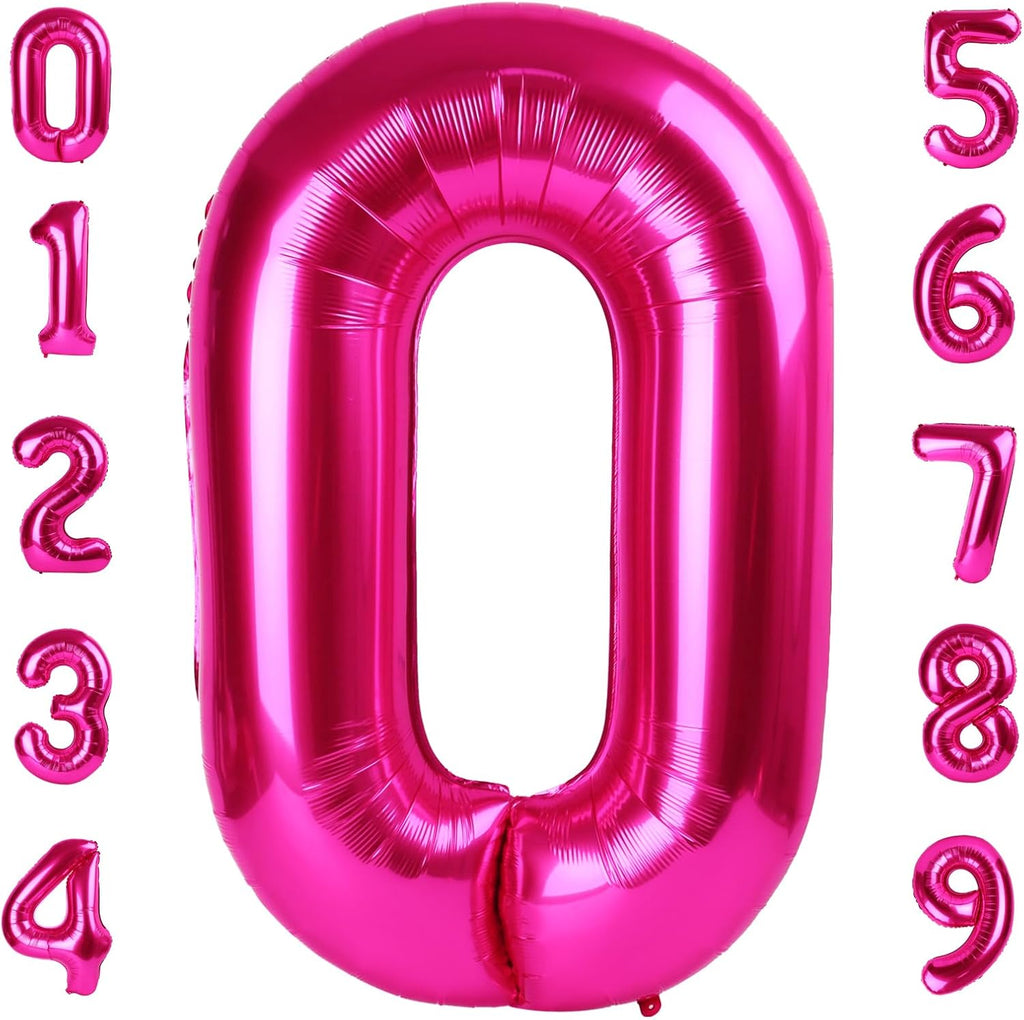 Number 0 Balloons - 40 Inch Hot Pink Birthday Decorations for All Ages | Perfect for Weddings & Baby Showers