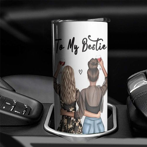 thmasamwr Best Friend Skinny Tumbler With Straw and Lid, Stainless Steel 20oz Insulated Besties Coffee Travel Mug, Christmas Gifts Cups for Best Friends
