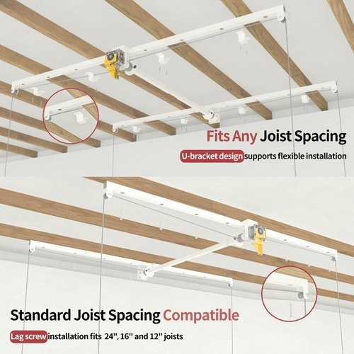 Garage Ceiling Storage Racks - Heavy-Duty 4x8 FT Overhead Rack with Safety Lock | Maximize Space, 325 lbs Capacity