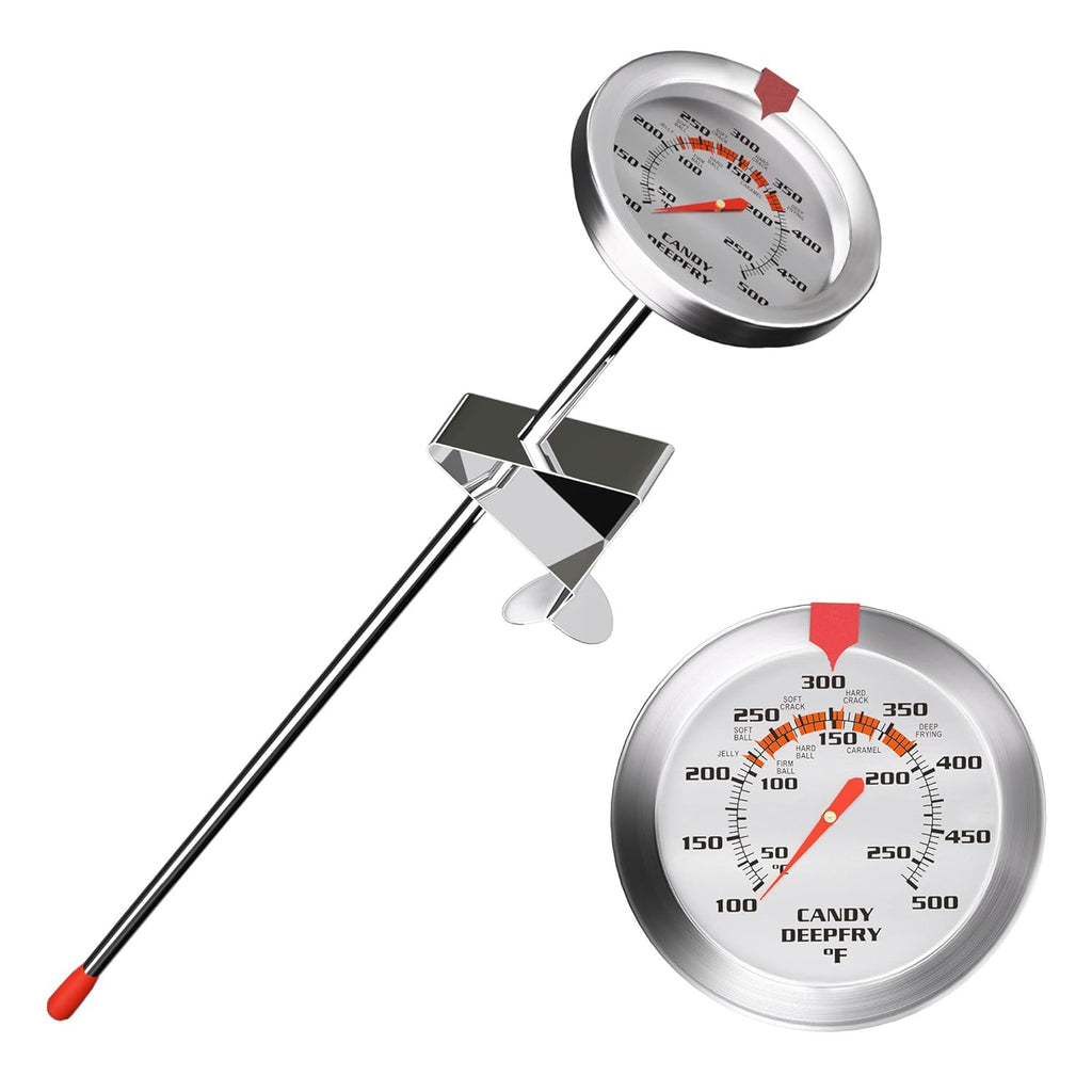 Skiennix Candy Thermometer - 2 Inch Large Dial & 9 Inch Stainless Steel Probe for Perfect Frying & Confectionery