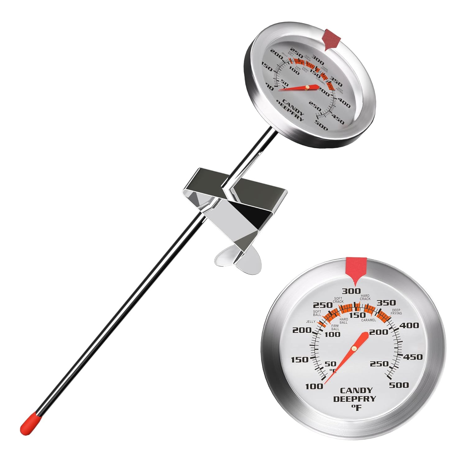 Skiennix Candy Thermometer - 2 Inch Large Dial & 9 Inch Stainless Steel Probe for Perfect Frying & Confectionery