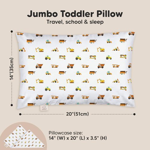 KeaBabies Toddler Pillow - Jumbo 14x20 Soft Organic Cotton for Comfortable Sleep | Machine Washable, Ideal for Travel