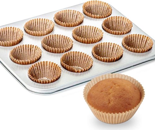 Caperci Natural Cupcake Liners - 500 Count Grease-Proof Baking Cups | No Smell Food-Grade Muffin Liners