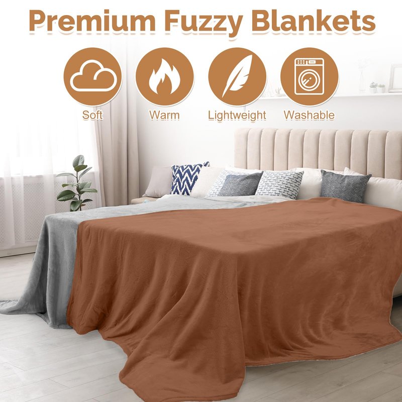Panitay 10 Pcs Fleece Throw Blanket Bulk 50 x 60 Inches Cozy Fuzzy Flannel Plush Soft Blankets for Sofa, Couch Bed Warm Throws for Wedding Homeless Christmas Party Gift(Rich Color)