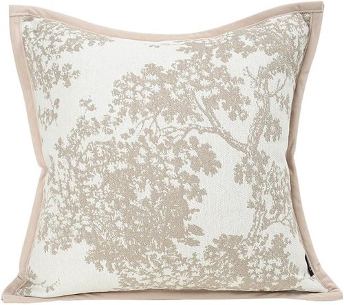 Croker Horse Throw Pillow Covers - Luxury 20x20'' White Beige Embroidered Pine Tree Design | Modern Sofa Accent