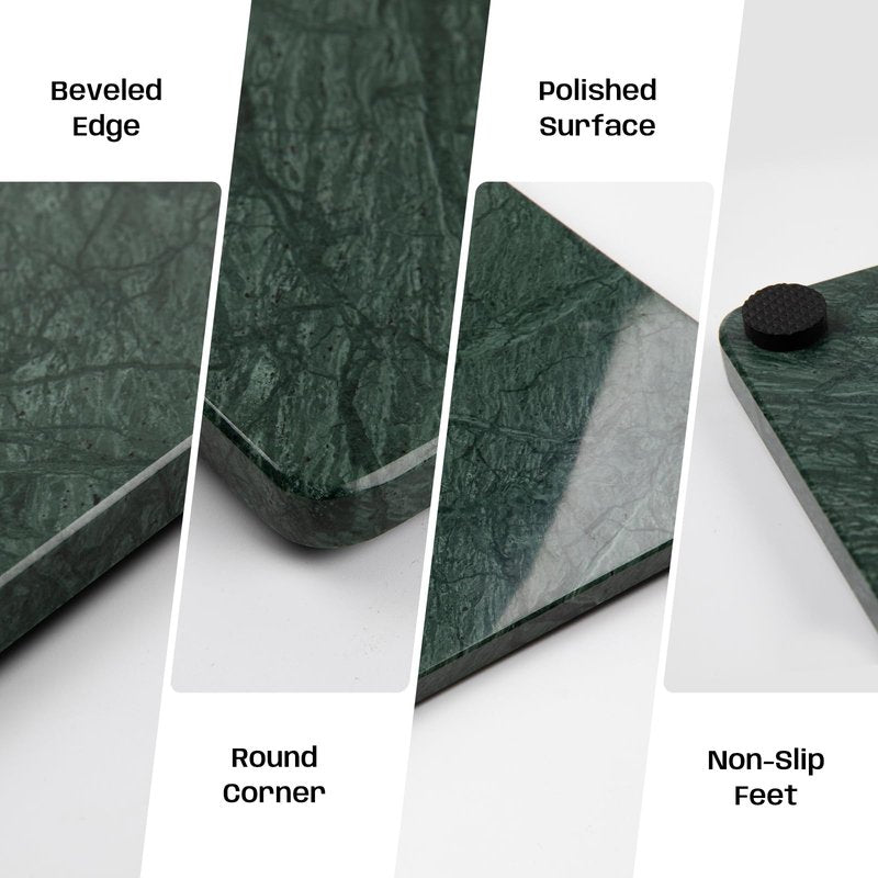 Adolif Green Marble Cutting Board 12x16 Inch, Marble Slab Pastry Board With Non-Slip Feet For Baking, Cheese, Charcuterie, Chocolate