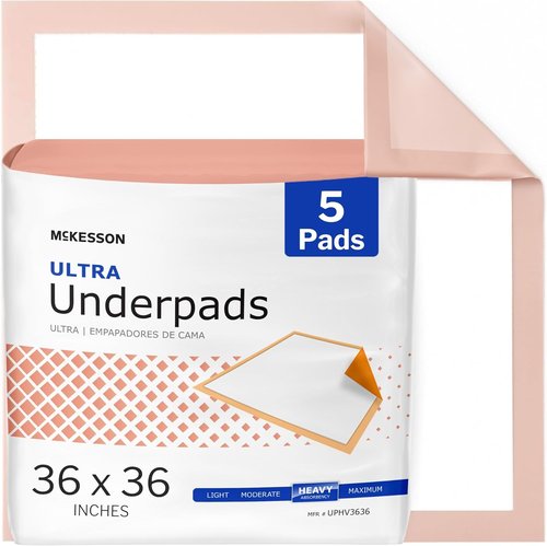 McKesson Disposable Bed Pads - Heavy Absorbency Underpads 36" x 36" | Ultra Soft Incontinence Chux for Adults & Babies