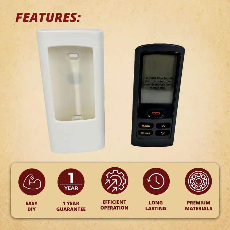 Replacement Remote for Heat N Glo RC300 (2166-330) – Works with Escape, Mezzo, Primo & True Series Fireplaces, Includes Wall Mount Holster