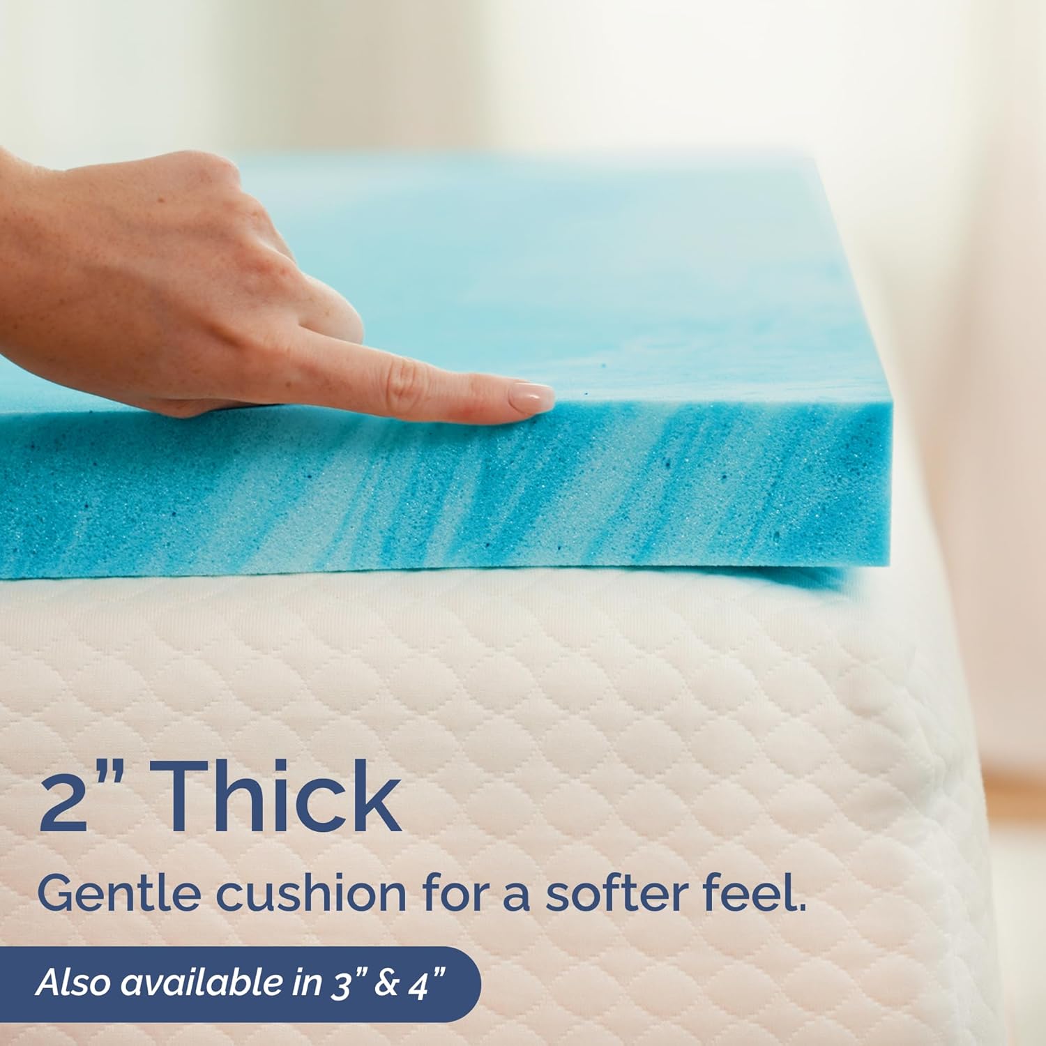 Regine Switzerland 2-Inch Queen Memory Foam Mattress Topper - Cooling Gel Infused for Pressure Relief & Pain-Free Sleep - CertiPUR-US & Oeko-TEX Certified