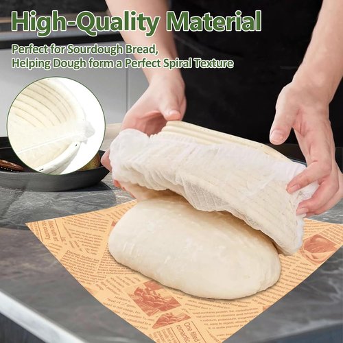Banneton | 100 Pack Non-Stick Bread Proofing Basket Liners - BPA-Free, Elastic Design for Easy Dough Release
