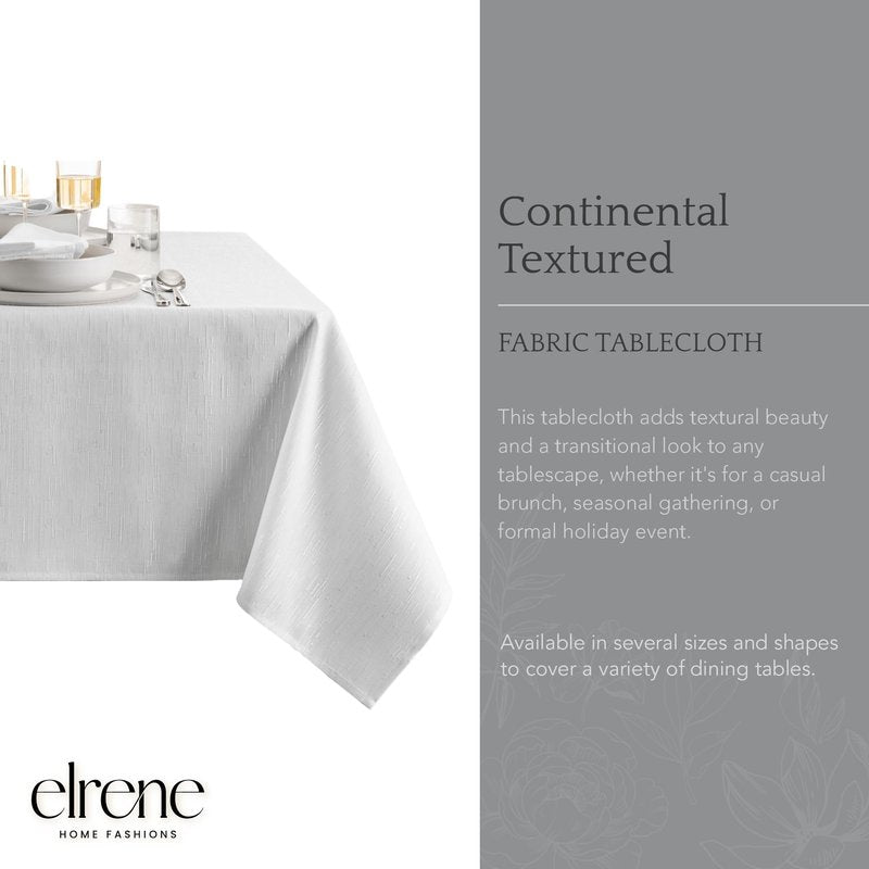 Elrene Home Fashions Continental Solid Texture Water, Stain & Wrinkle Resistant Tablecloth, 60"X144" Rectangle, White