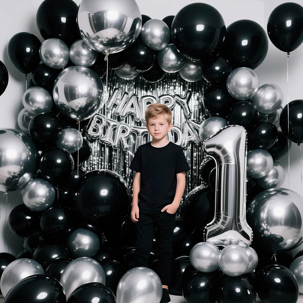 110pcs Black Latex Balloons - 12 Inch Party Balloons for Birthday, Baby Shower & Wedding | Includes 2 Ribbons