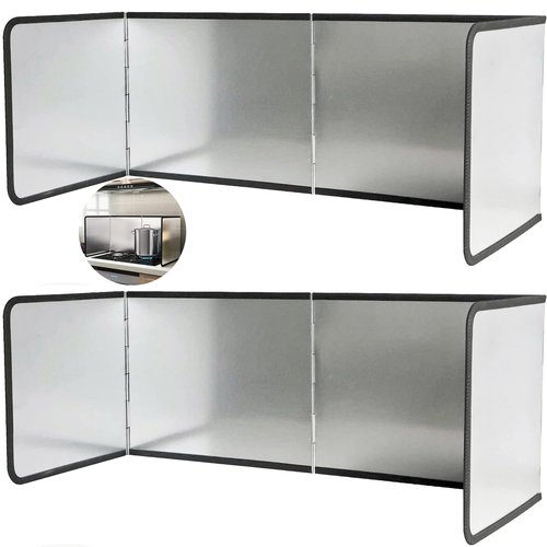 2 pcs 4 Sided Splatter Guards for Frying | Grease Splatter Guard for Frying Pan | Foldable Stainless Steel Grease Splatter Screen | Anti Splatter Foldable Kitchen Backsplash Protector for Stove Top