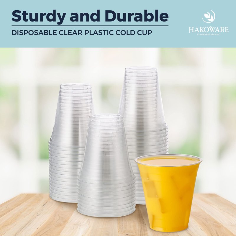 [200 COUNT]Harvest Pack 16 oz Iced Coffee Cup, Ultra Clear Plastic Cold Cups, Disposable Wedding Party Drinking Cups Tumblers, Iced Coffee Beer Juice Cold Beverage
