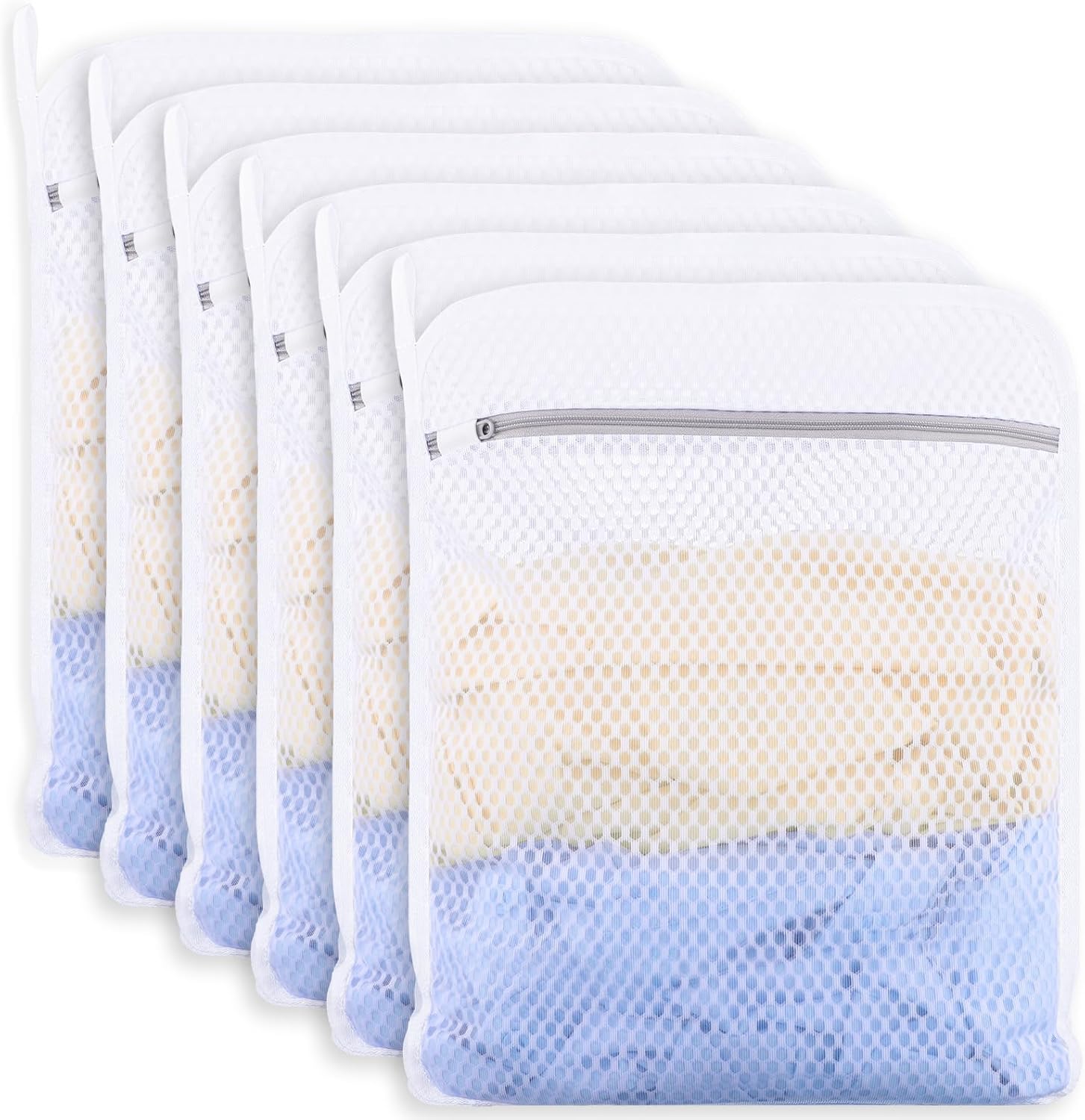 Regine Switzerland 6-Pack Honeycomb Mesh Laundry Bags - 12x16 Inch Delicate Wash Bags with Sturdy Zippers