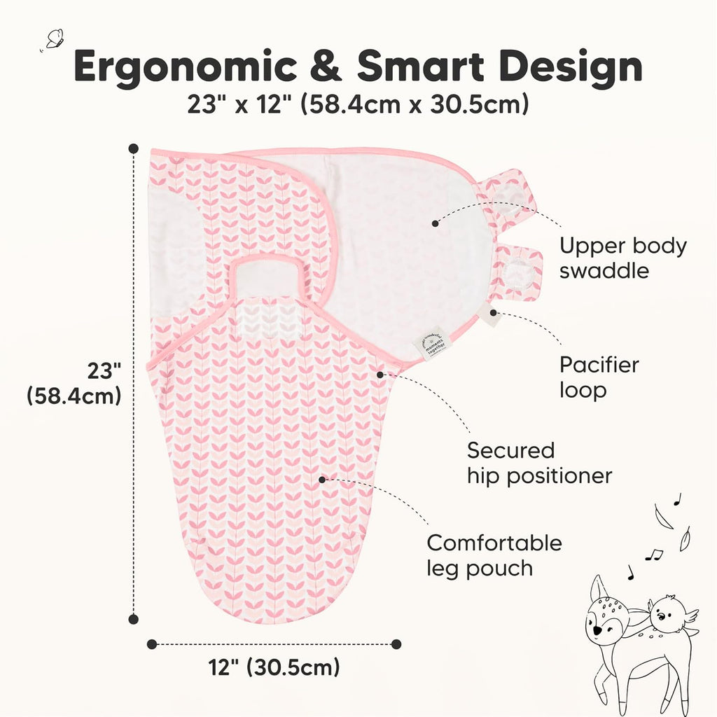 Skiennix Organic Baby Swaddle Sleep Sacks - Soft & Snug for Newborns 0-3 Months | Blossom, OS, 3-Pack
