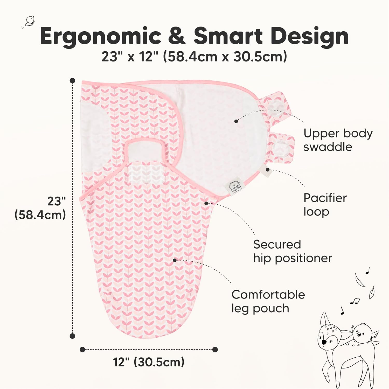 Skiennix Organic Baby Swaddle Sleep Sacks - Soft & Snug for Newborns 0-3 Months | Blossom, OS, 3-Pack