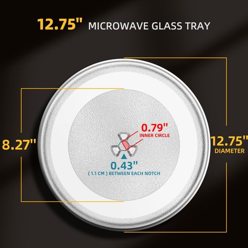 CalPalmy 12.75" Microwave Turntables Compatible with Whirlpool, Kenmore, LG, GE, Sears 12-3/4" Microwave Glass Plate, Replaces Microwave Glass Turntable of 1B71961F/507049/WB49X10074/1B71961H